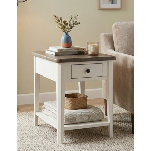 P2728-23 : Bàn Góc , Bàn Trang Trí - Màu Trắng + Nâu